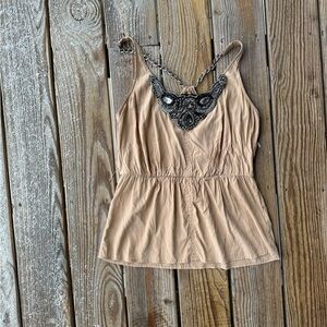 bebe silk beaded tank top